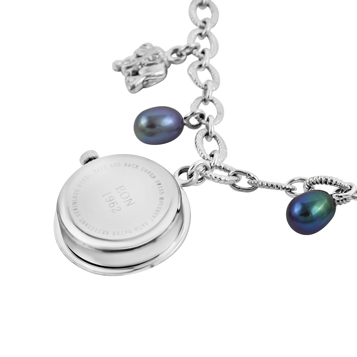 Eon 1962 Swiss Movement Mother Of Pearl and Freshwater Pearl Bracelet Watch in Sterling Silver (6.50-8.00In) (22 mm Case) image number 3