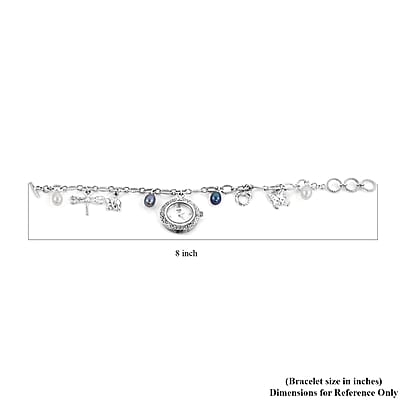 Eon 1962 Swiss Movement Mother Of Pearl and Freshwater Pearl Bracelet Watch in Sterling Silver (6.50-8.00In) (22 mm Case)