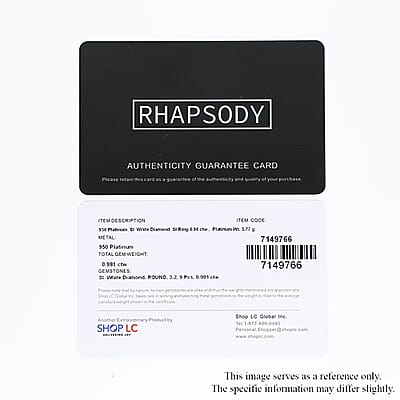 Rhapsody IGI Certified 950 Platinum Diamond (E-F, VS) Ring (Size 6.0) (5.75 g) 1.00 ctw