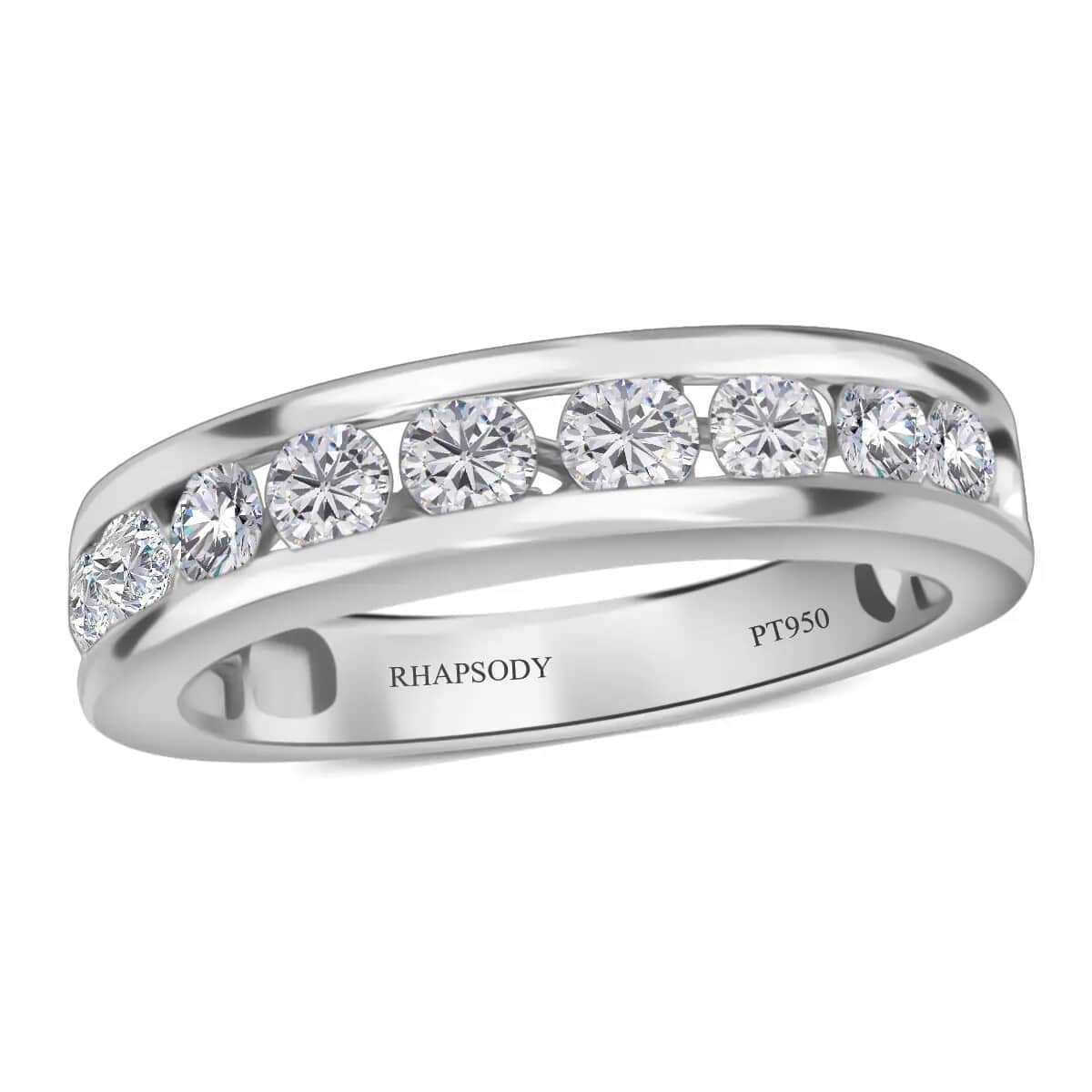 RHAPSODY IGI Certified 950 Platinum Diamond E-F VS Half Eternity Ring (Size 7.0) 5.75 Grams 1.00 ctw image number 0