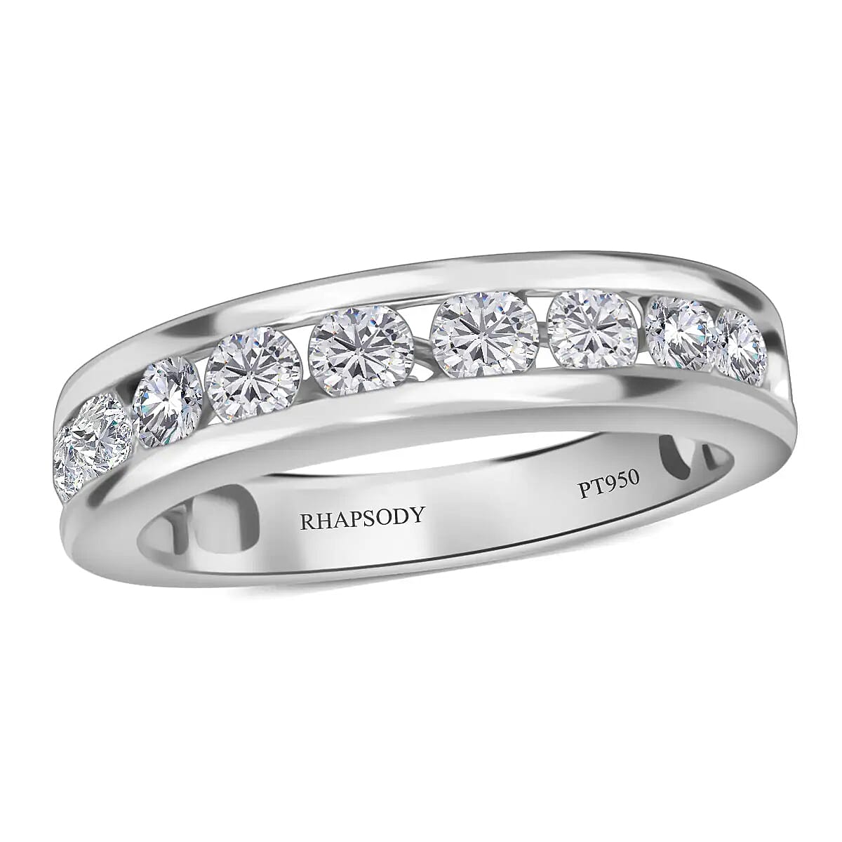 RHAPSODY IGI Certified 950 Platinum Diamond E-F VS Half Eternity Ring (Size 7.0) 5.75 Grams 1.00 ctw image number 0