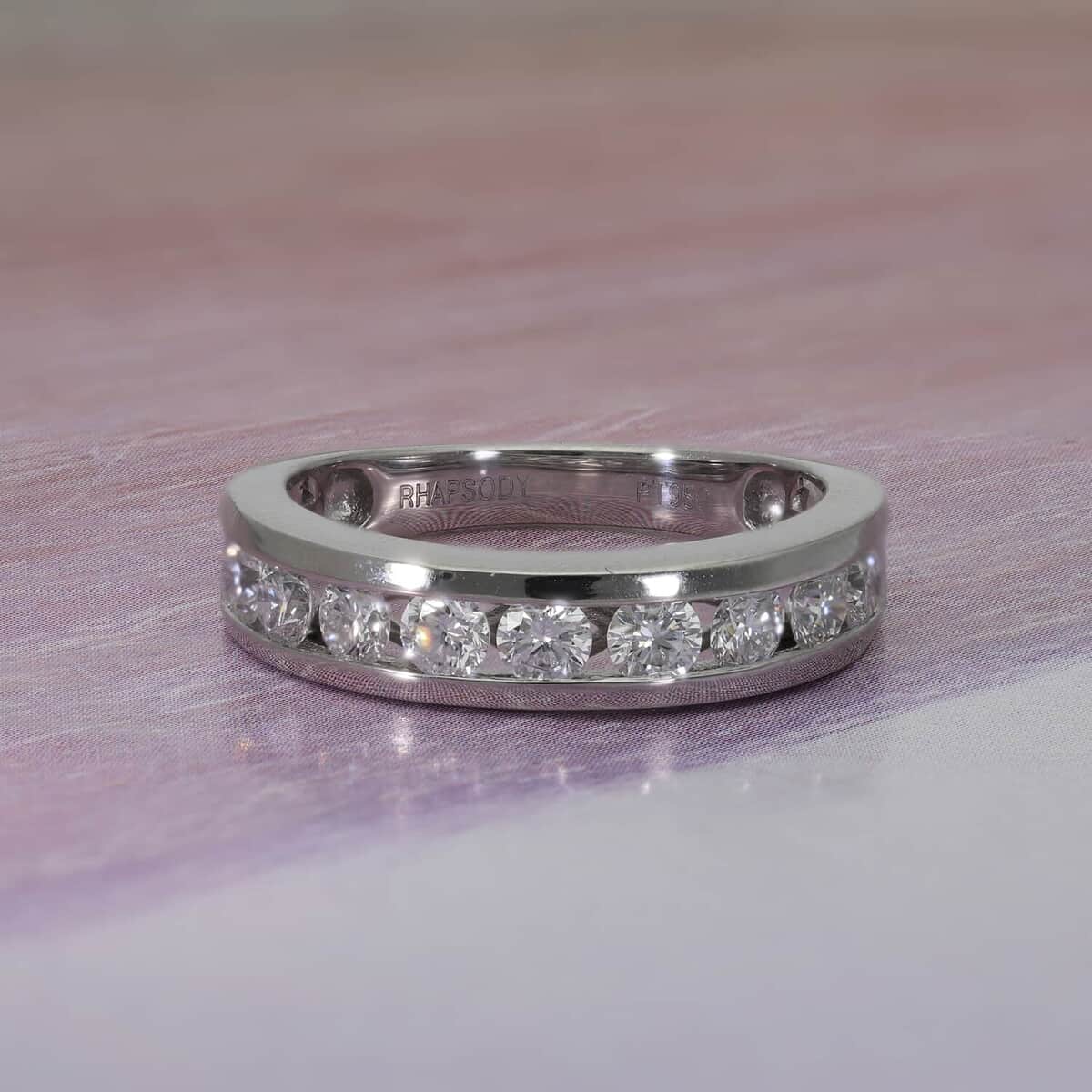 RHAPSODY IGI Certified 950 Platinum Diamond E-F VS Half Eternity Ring (Size 7.0) 5.75 Grams 1.00 ctw image number 1