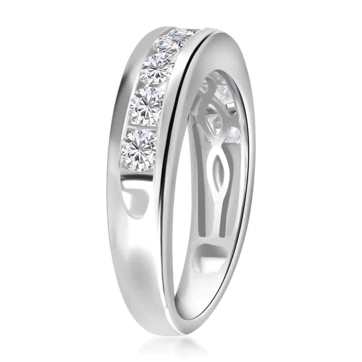 RHAPSODY IGI Certified 950 Platinum Diamond E-F VS Half Eternity Ring (Size 7.0) 5.75 Grams 1.00 ctw image number 3