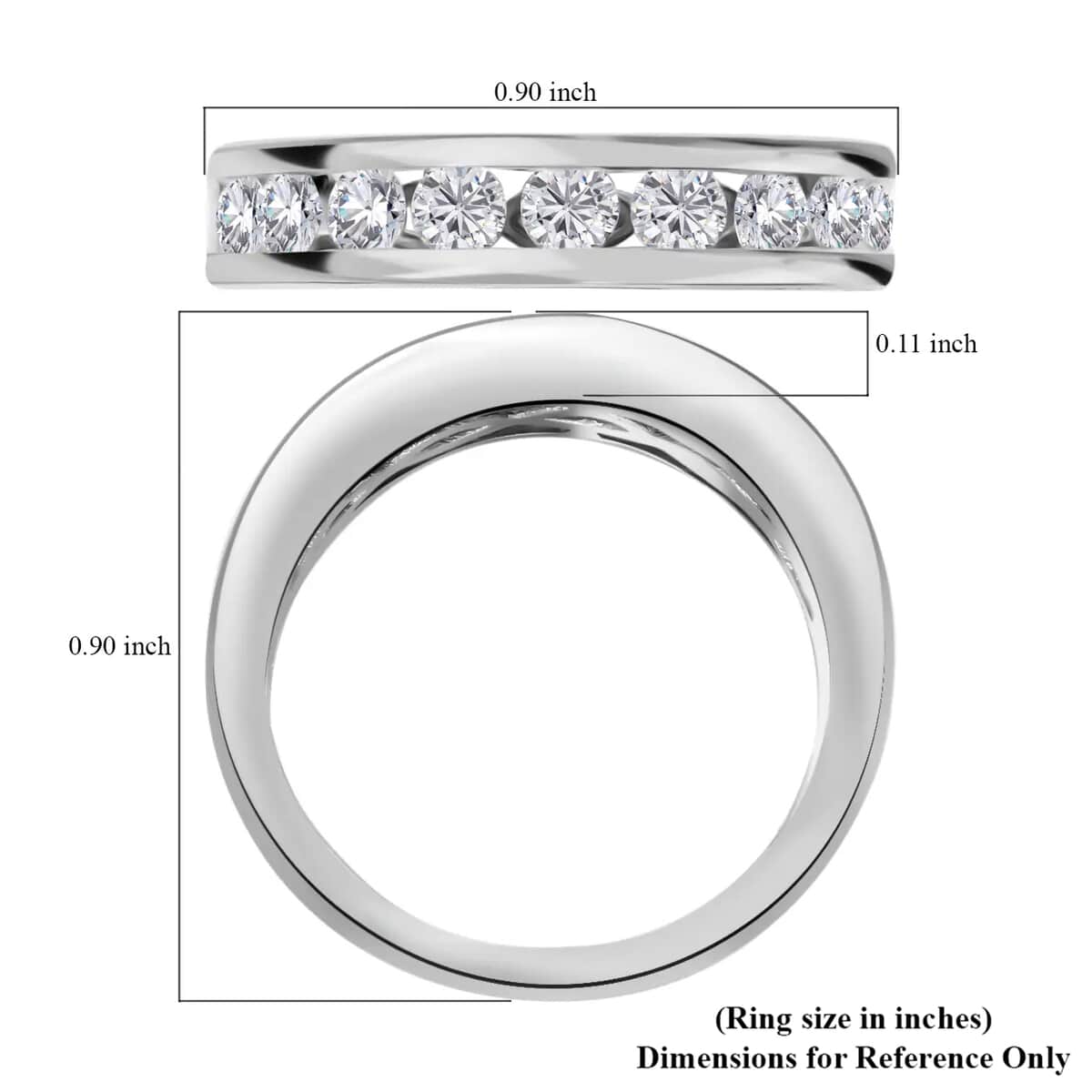 RHAPSODY IGI Certified 950 Platinum Diamond E-F VS Half Eternity Ring (Size 7.0) 5.75 Grams 1.00 ctw image number 5