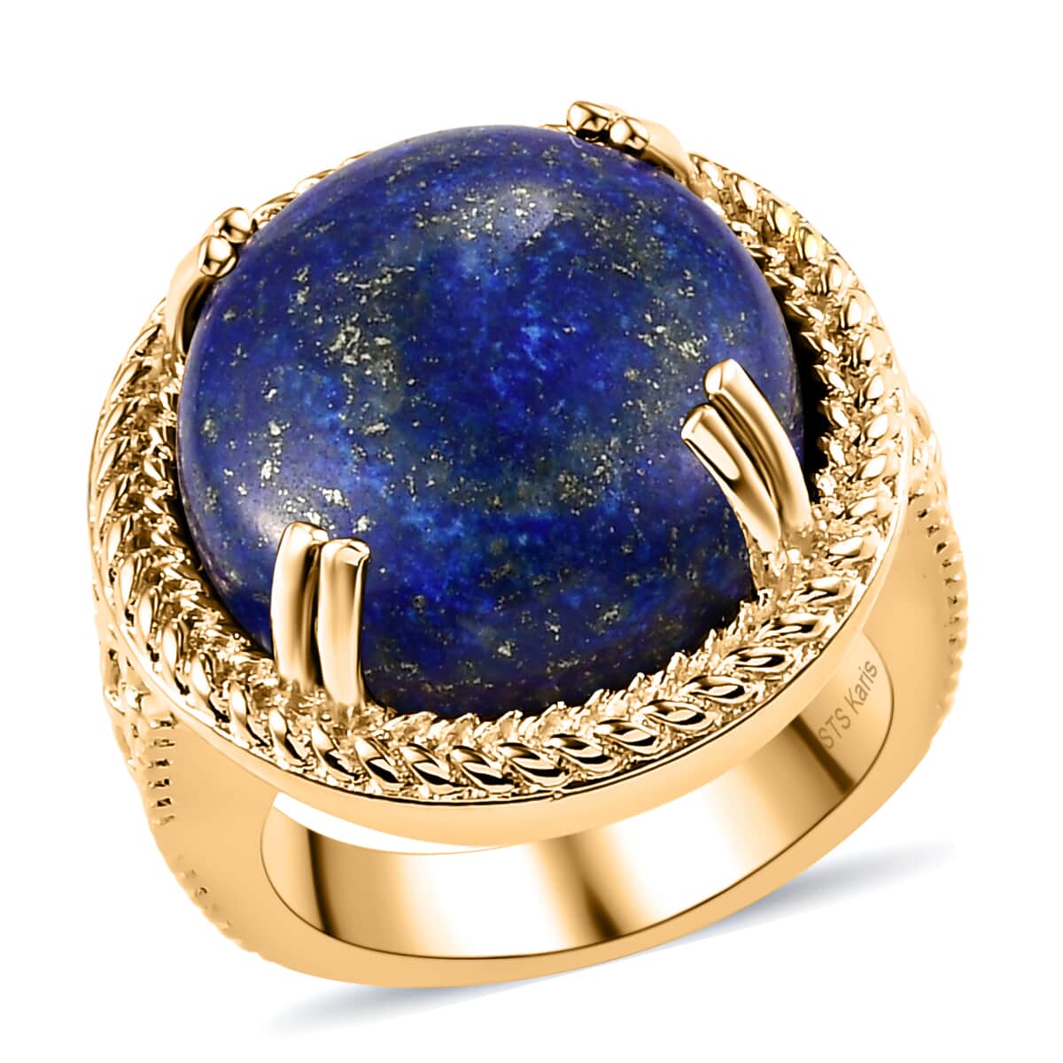 KARIS Lapis Lazuli Solitaire Ring in ION Plated 18K YG (Size 9.0) 11.50 ctw image number 0