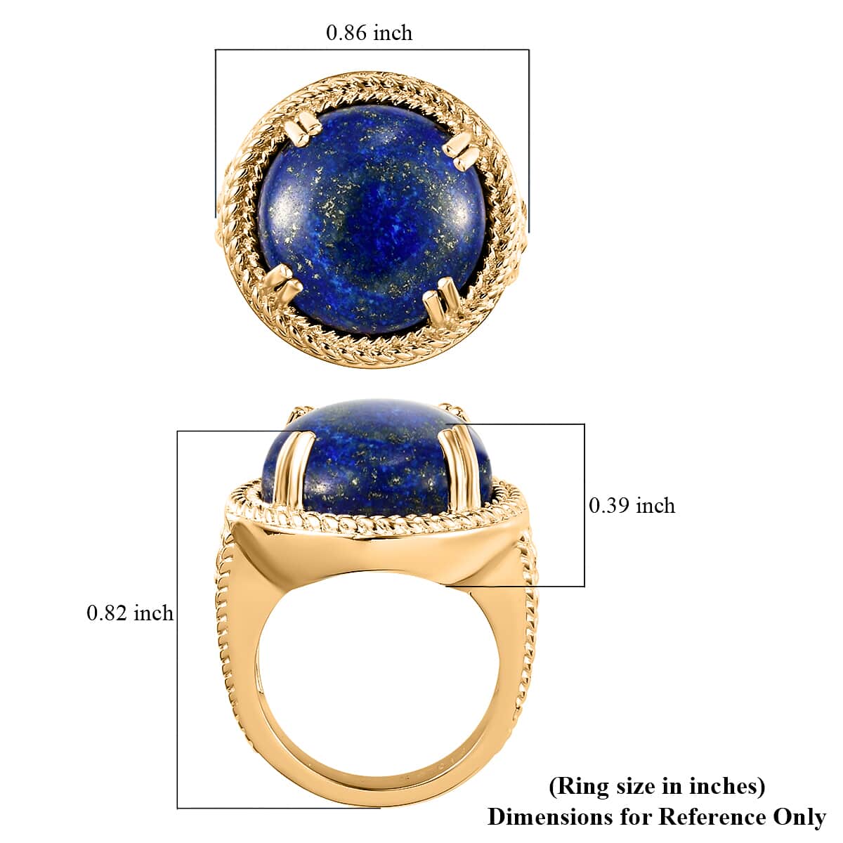 KARIS Lapis Lazuli Solitaire Ring in ION Plated 18K YG (Size 9.0) 11.50 ctw image number 5