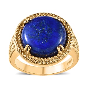 EverTrue Karis Lapis Lazuli 13.40 ctw Solitaire Ring in 18K YG Plated (Size 5.0)