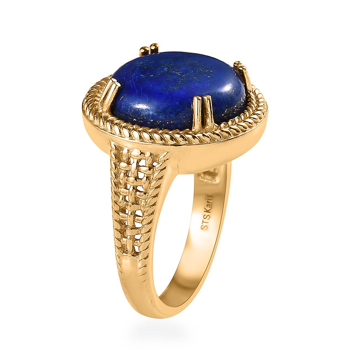 EverTrue Karis Lapis Lazuli 13.40 ctw Solitaire Ring in 18K YG Plated (Size 5.0) image number 3