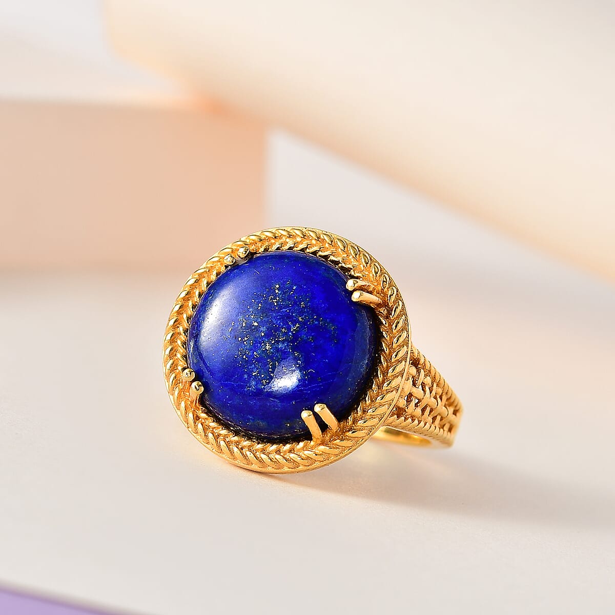 EverTrue Karis Lapis Lazuli 13.40 ctw Solitaire Ring in 18K YG Plated (Size 6.0) image number 1