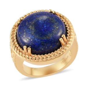 Karis Lapis Lazuli 13.40 ctw Solitaire Ring in 18K Yellow Gold Plated (Size 7.0)