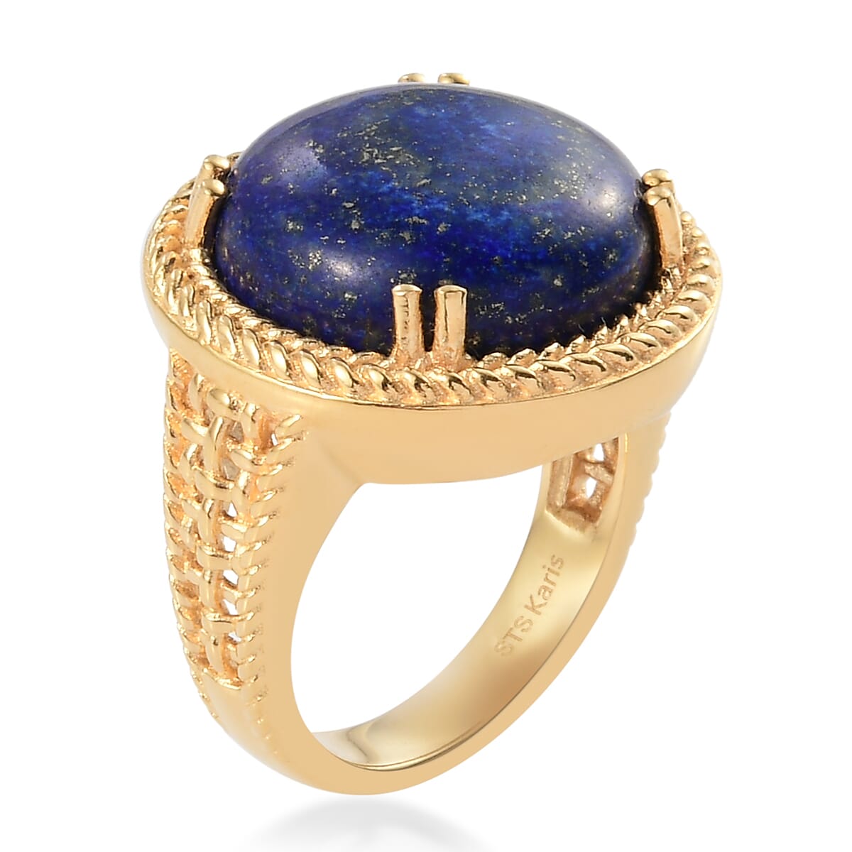 Ever True Lapis Lazuli 13.40 ctw Solitaire Ring in 18K Yellow Gold Plated (Size 7.0) image number 3