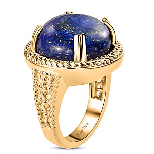 EverTrue Lapis Lazuli 13.40 ctw Solitaire Ring in 18K Yellow Gold Plated (Size 7.0)