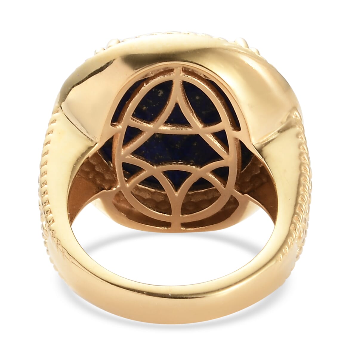 Ever True Lapis Lazuli 13.40 ctw Solitaire Ring in 18K Yellow Gold Plated (Size 7.0) image number 4