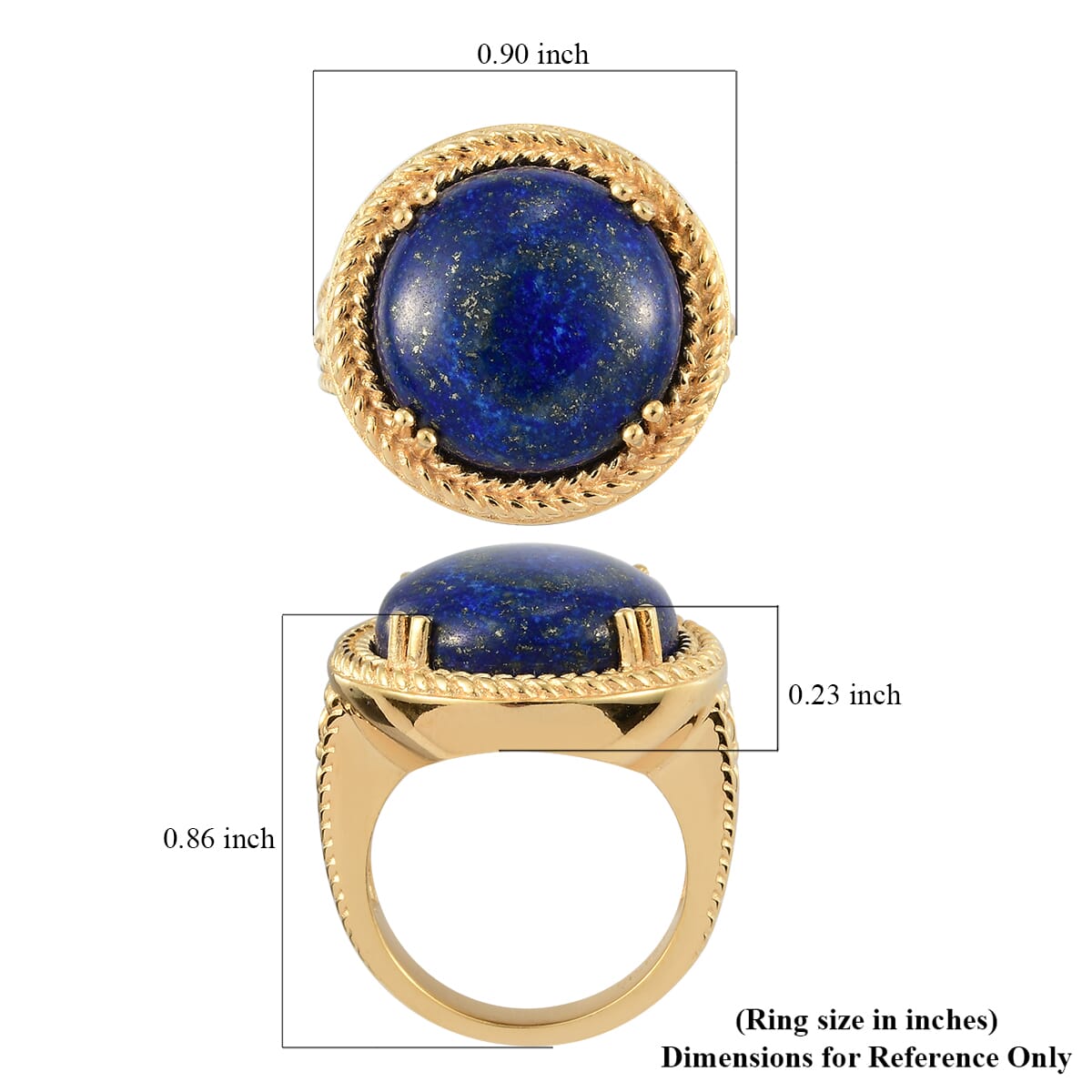 Ever True Lapis Lazuli 13.40 ctw Solitaire Ring in 18K Yellow Gold Plated (Size 7.0) image number 5