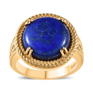 EverTrue Lapis Lazuli 13.40 ctw Solitaire Ring in 18K Yellow Gold Plated (Size 8.0)