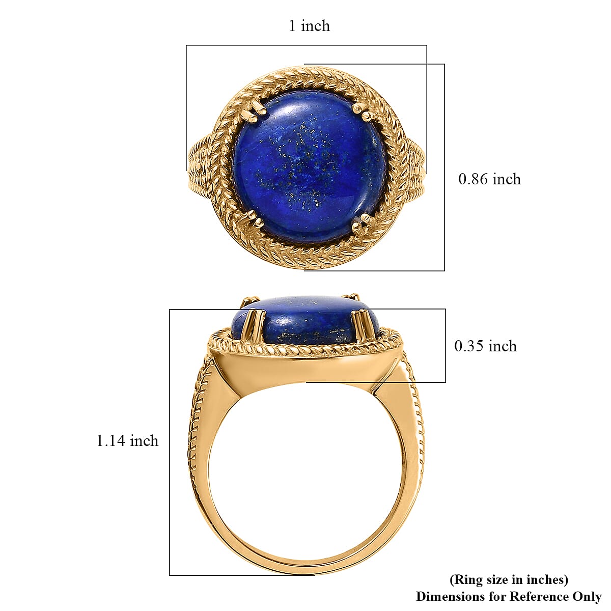 EverTrue Karis Lapis Lazuli 13.40 ctw Solitaire Ring in 18K YG Plated (Size 9.0) image number 5