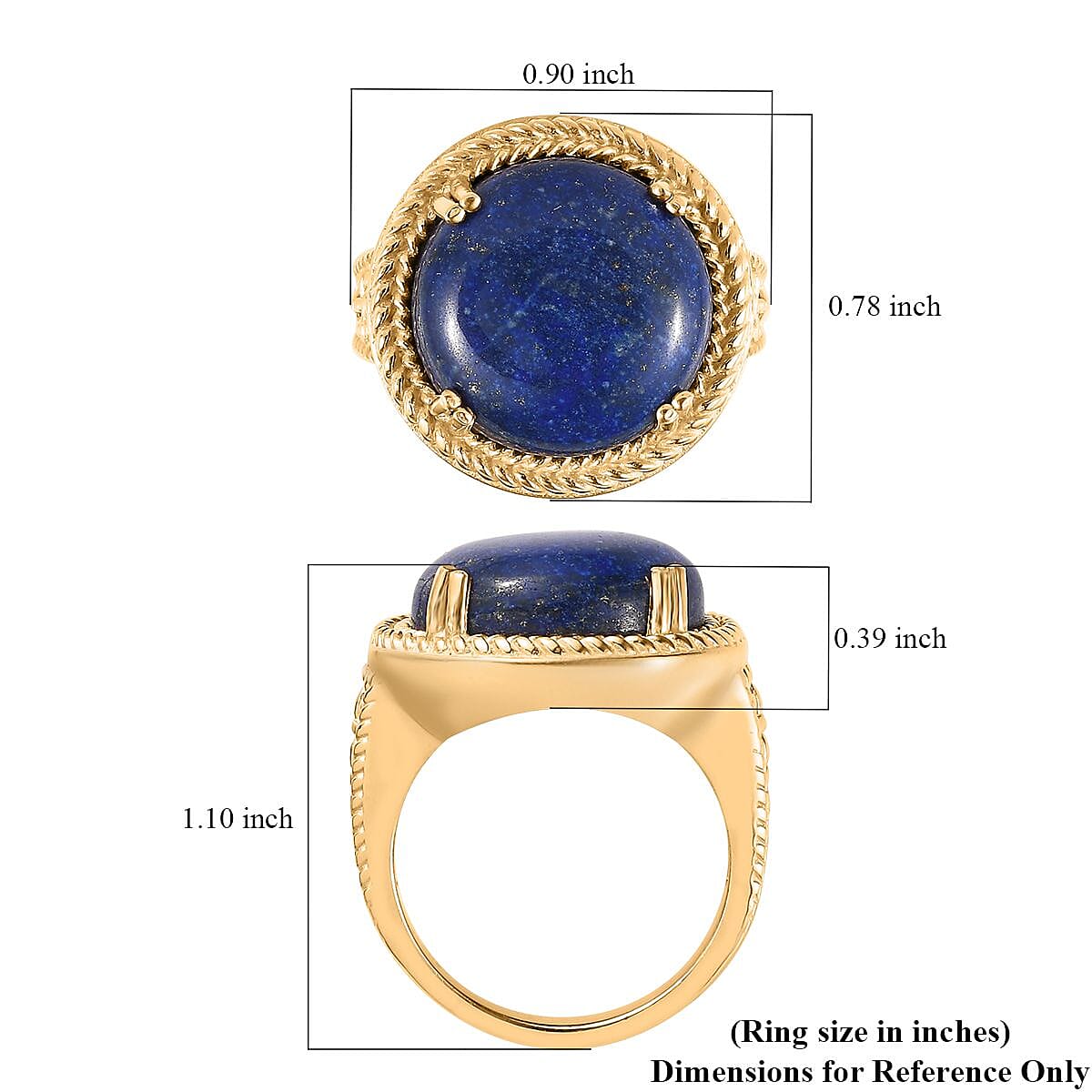 EverTrue Karis Lapis Lazuli 13.40 ctw Solitaire Ring in 18K YG Plated (Size 9.0) image number 7