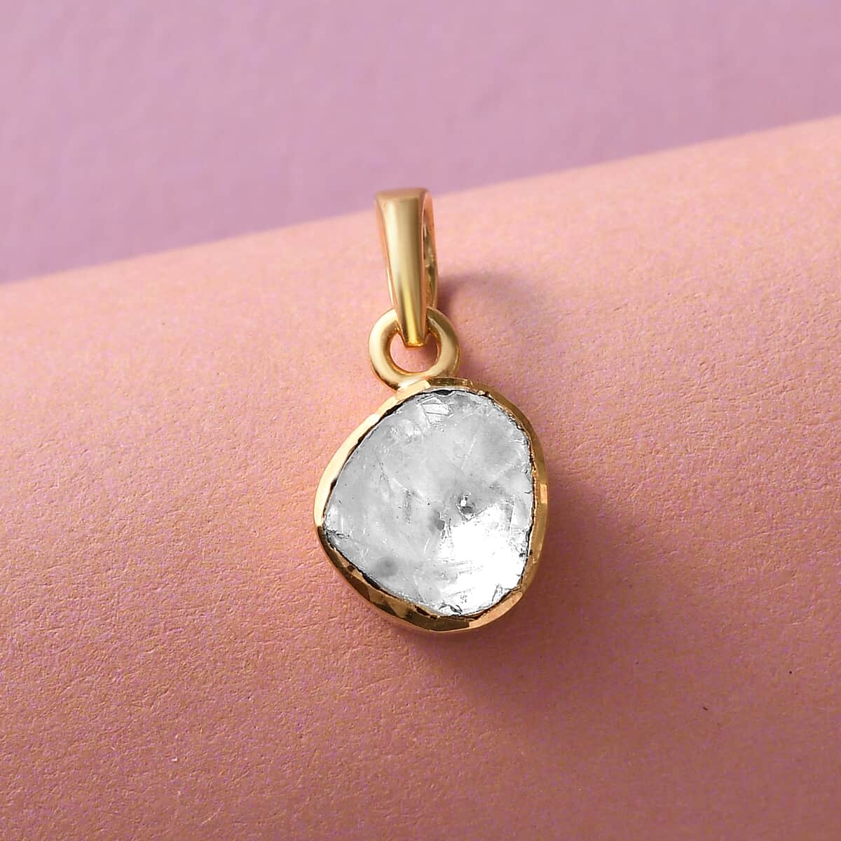 Artisan Crafted Polki Diamond Pendant in 14K Yellow Gold Over Sterling Silver 0.33 ctw image number 1