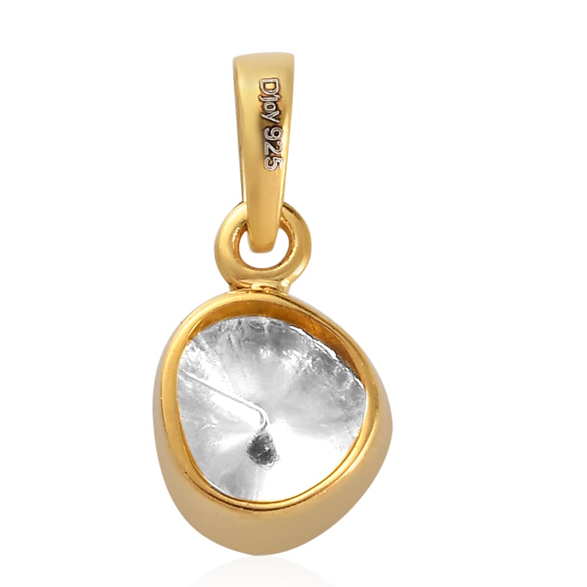 Artisan Crafted Polki Diamond Pendant in 14K Yellow Gold Over Sterling Silver 0.33 ctw image number 3