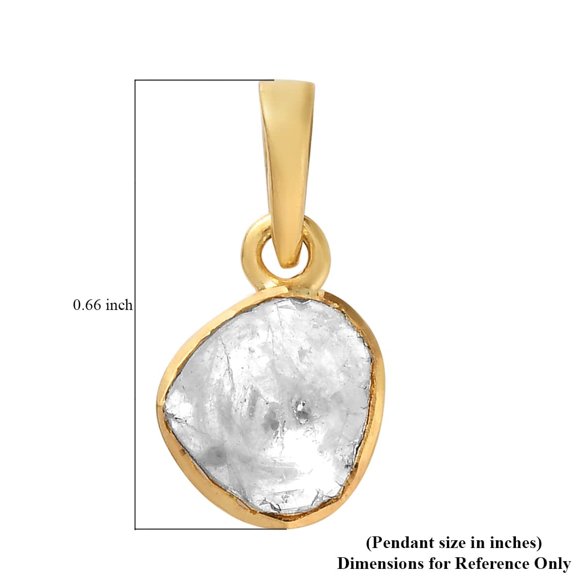 Artisan Crafted Polki Diamond Pendant in 14K Yellow Gold Over Sterling Silver 0.33 ctw image number 4