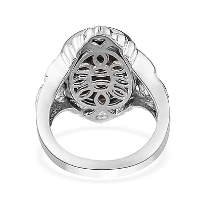 Artisan Crafted Matrix Silver Shungite Solitaire Ring in Platinum Over Copper (Size 10.0) 4.25 ctw