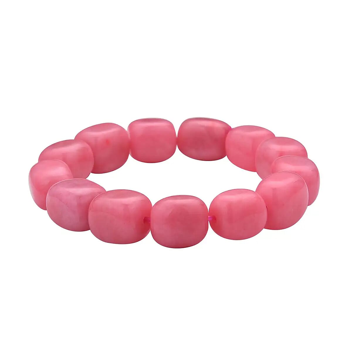 Pink Jade (D) 342.50 ctw Bracelet, Jade Beads Bracelet, Stretch Bracelet image number 4