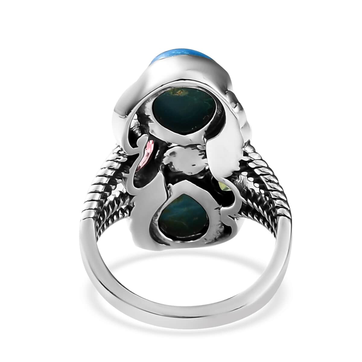 Artisan Crafted Peruvian Opalina and Multi Gemstone Ring in Sterling Silver 2.85 ctw image number 4