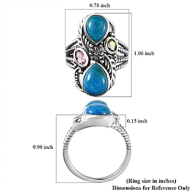 Artisan Crafted Peruvian Opalina and Multi Gemstone Ring in Sterling Silver (Size 10.0) 2.85 ctw