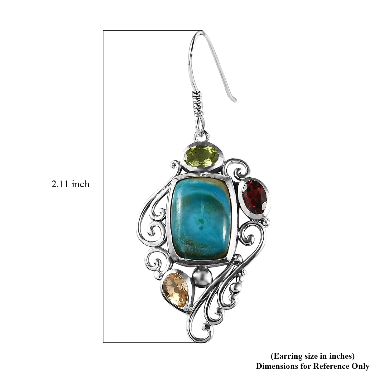 Artisan Crafted Peruvian Opalina and Multi Gemstone Fancy Earrings in Sterling Silver 14.35 ctw