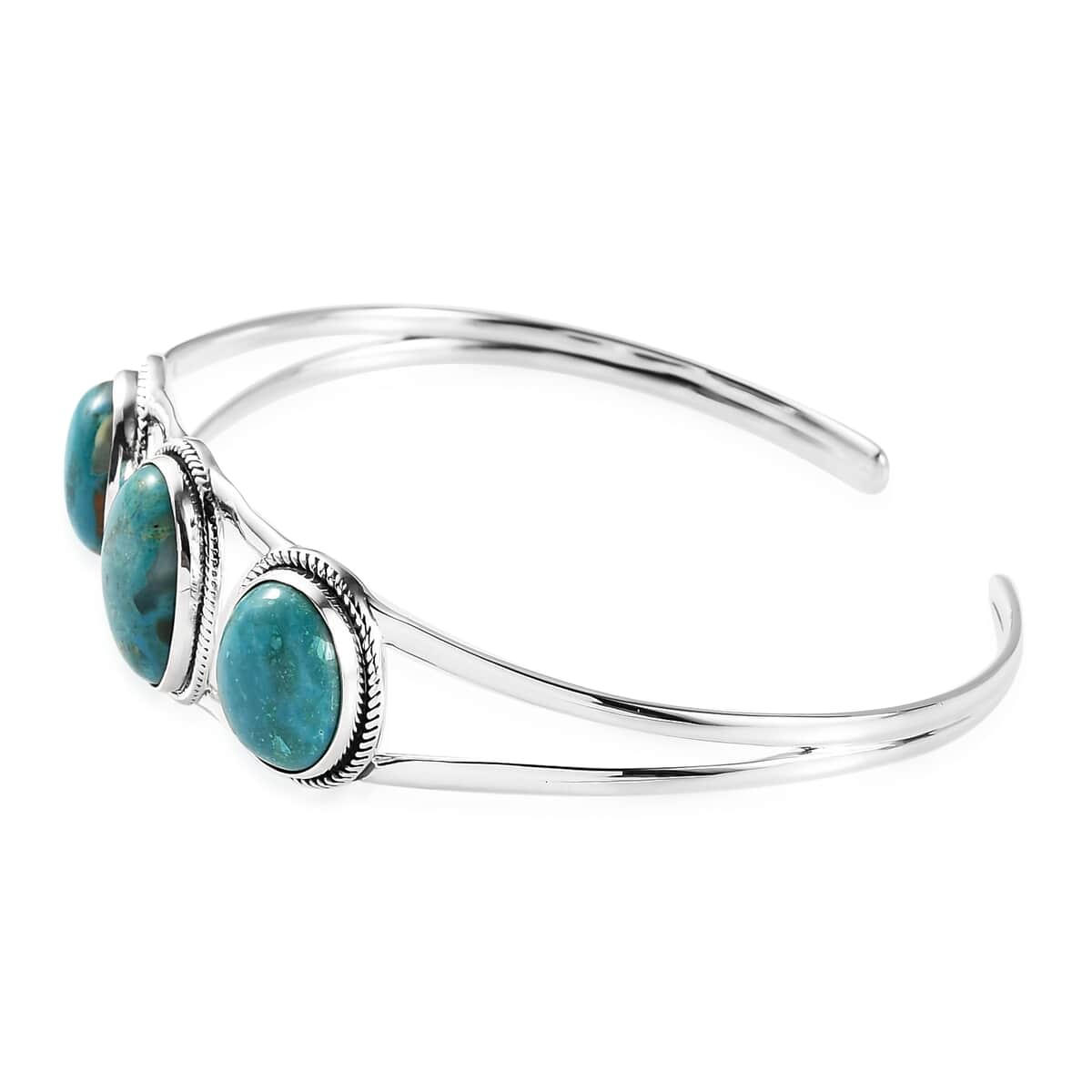 Artisan Crafted Peruvian Opalina Cuff Bracelet in Sterling Silver (7.25 In) 12.90 ctw image number 3
