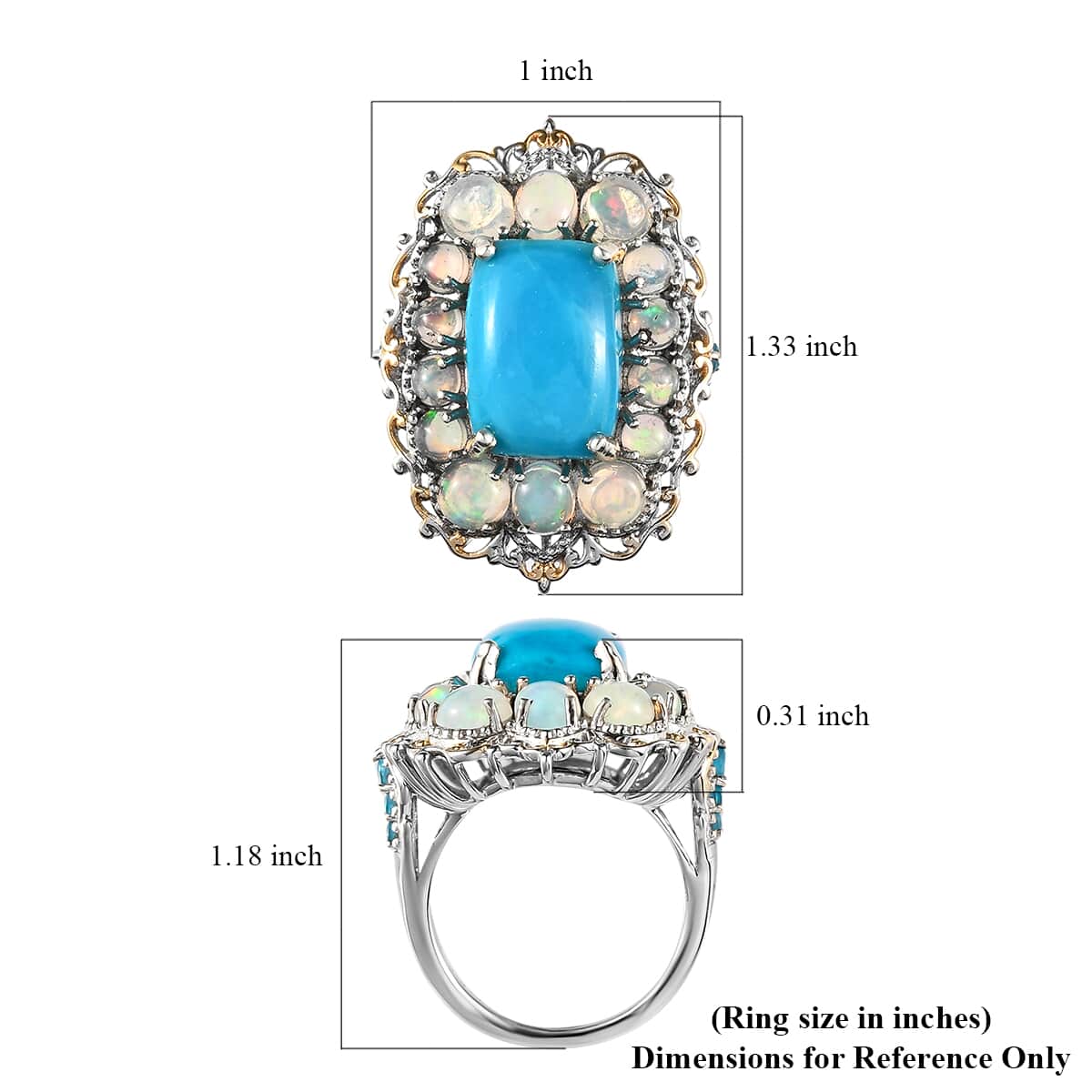 Premium Peruvian Opalina and Multi Gemstone Halo Ring in Vermeil Yellow Gold and Platinum Over Sterling Silver (Size 6.0) 8.15 ctw image number 5