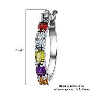 Multi Gemstone 5.10 ctw Hoop Earrings in Stainless Steel