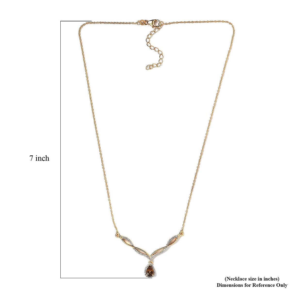 Golden Tanzanite and Natural White Zircon Drop Necklace 18 Inches in Vermeil Yellow Gold Over Sterling Silver 1.40 ctw image number 5