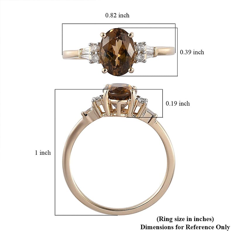 Luxoro 10K Yellow Gold Premium Golden Tanzanite and G-H I3 Diamond Ring (Size 9.0) 1.40 ctw