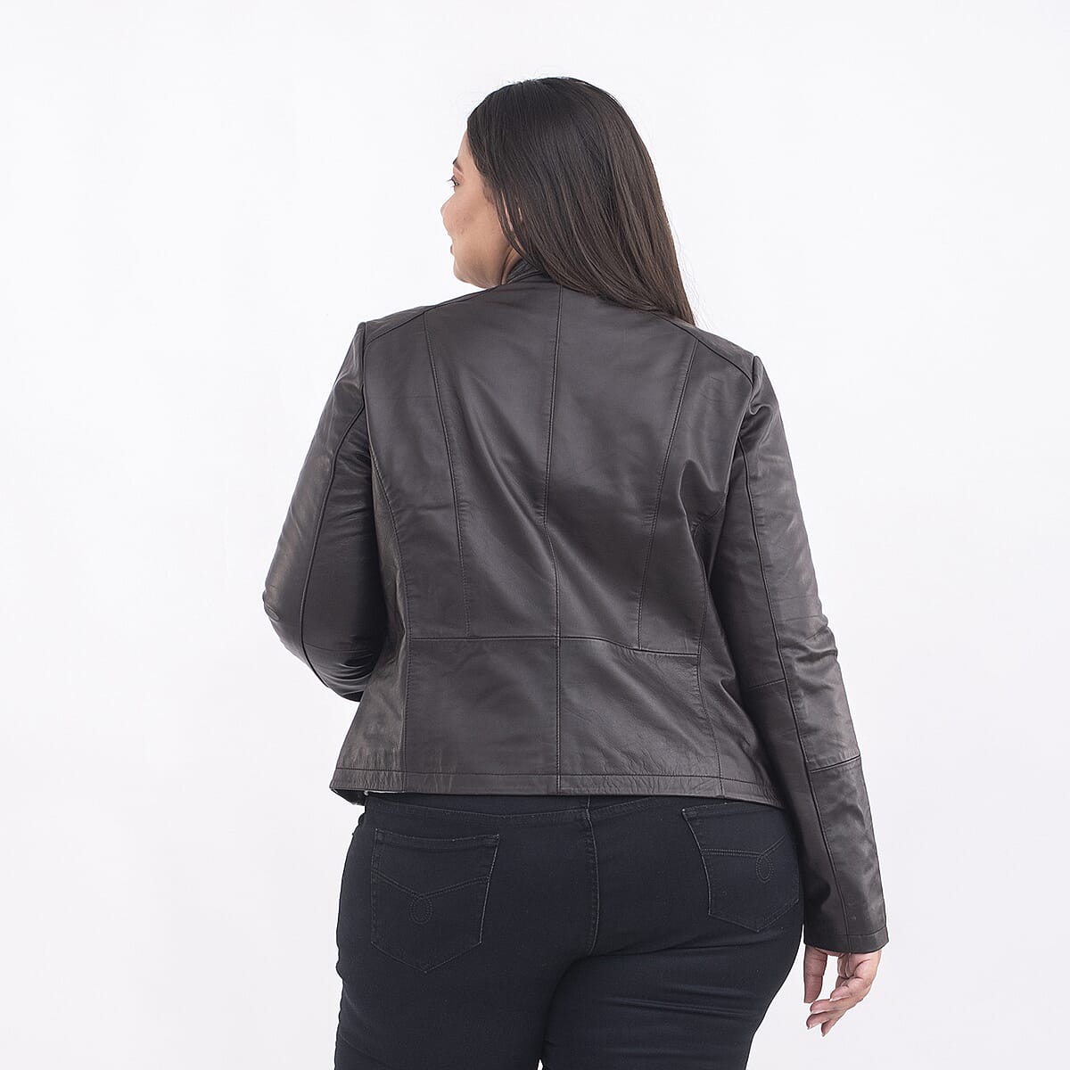 Tamsy Chocolate Brown Genuine Lamb Leather Jacket for Women - 3X , Women's Jacket , Biker Jacket , Leather Blazer image number 1