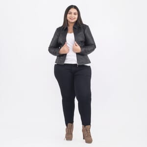 Tamsy Black Genuine Lamb Leather Jacket for Women - 1X , Women's Jacket , Biker Jacket , Leather Blazer