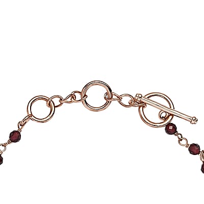 Karis Mozambique Garnet Cross Adjustable Bracelet (6.50-8In) with Toggle Clasp in 18K Rose Gold Plated 9.90 ctw