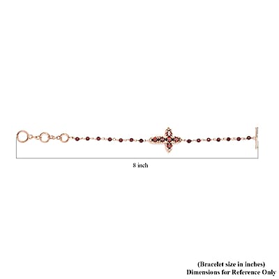 Karis Mozambique Garnet Cross Adjustable Bracelet (6.50-8In) with Toggle Clasp in 18K Rose Gold Plated 9.90 ctw