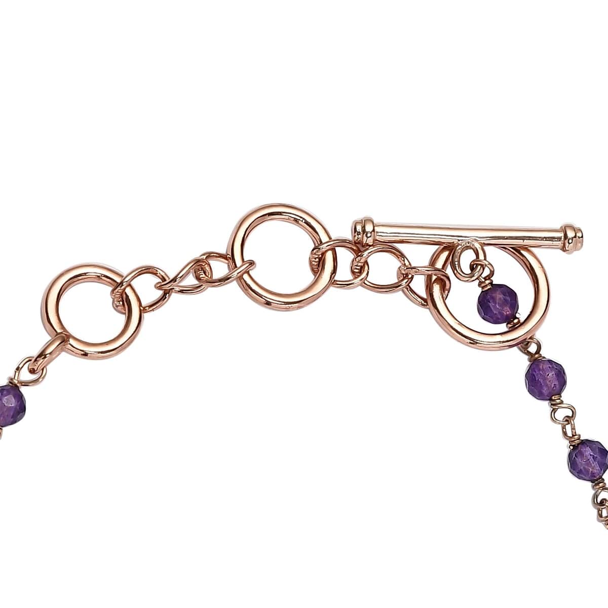 Karis Amethyst Cross Adjustable Bracelet (6.50-8In) with Toggle Clasp in 18K Rose Gold Plated 6.20 ctw image number 3
