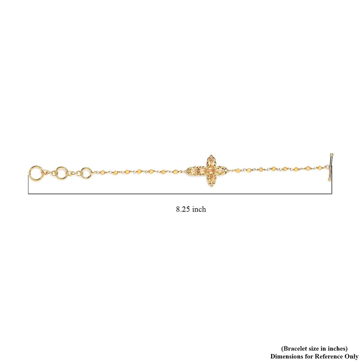 Karis Brazilian Citrine Cross Adjustable Bracelet (6.50-8In) with Toggle Clasp in 18K Yellow Gold Plated 5.65 ctw image number 4