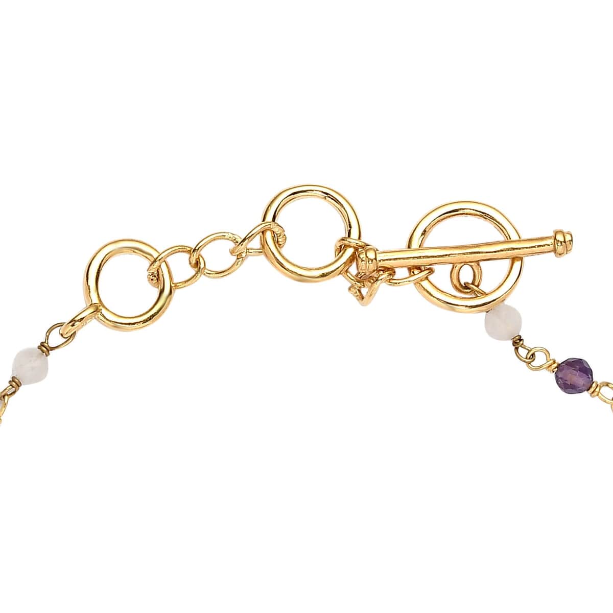 Karis Multi Gemstone Cross Adjustable Bracelet (6.50-8In) with Toggle Clasp in 18K Yellow Gold Plated 6.65 ctw image number 3