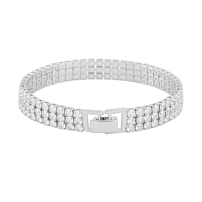 Simulated Diamond 3 Row Bracelet in Silvertone (7.50 In) 20.00 ctw