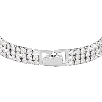 Simulated Diamond 3 Row Bracelet in Silvertone (7.50 In) 20.00 ctw