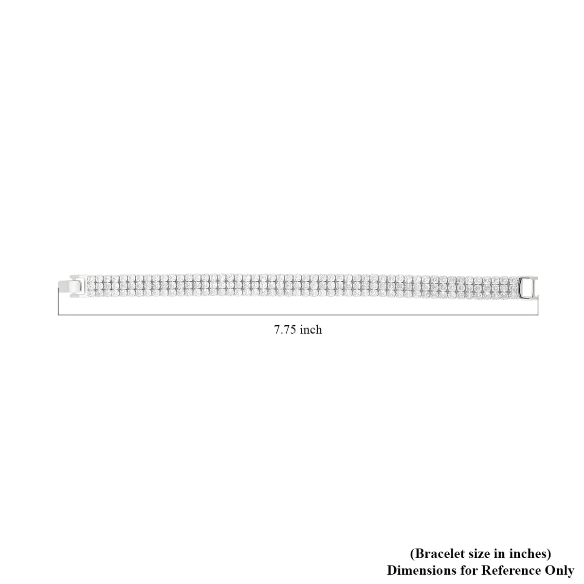 Simulated Diamond 3 Row Bracelet in Silvertone (7.50 In) 20.00 ctw image number 4