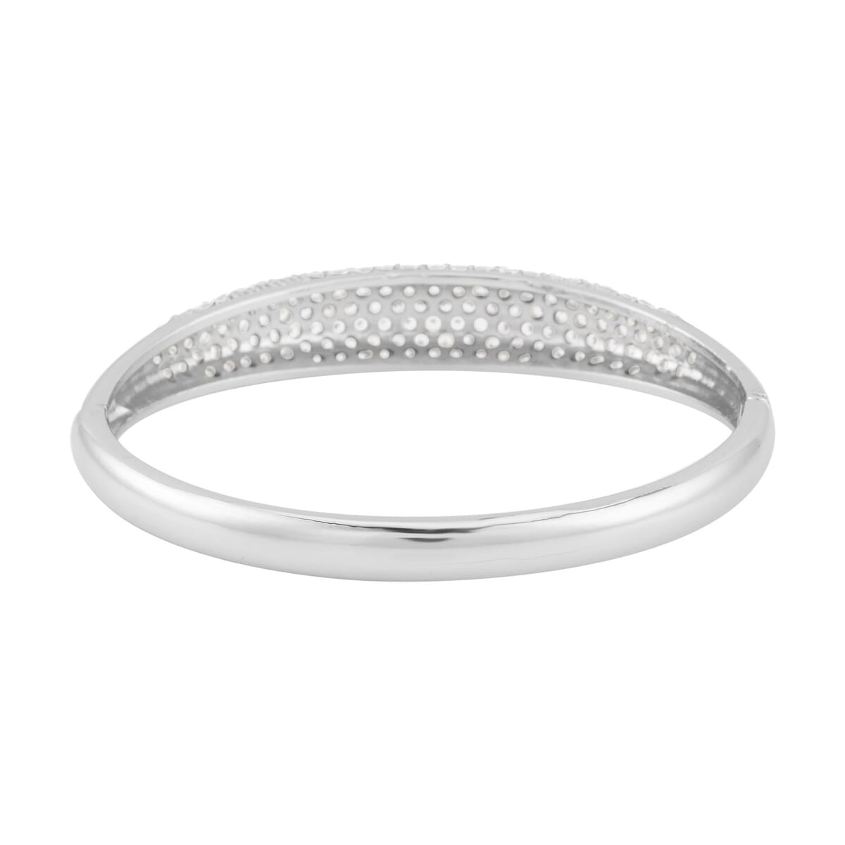 Simulated Diamond Bangle Bracelet in Silvertone (6.75 In) 5.50 ctw image number 2