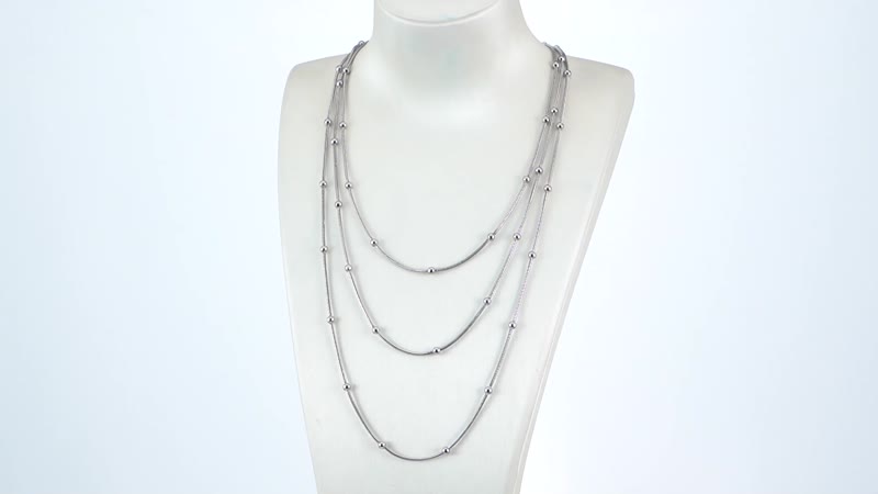 Three Layer Station Necklace (21-23 Inches) in Stainless Steel (29 g) , Tarnish-Free, Waterproof, Sweat Proof Jewelry