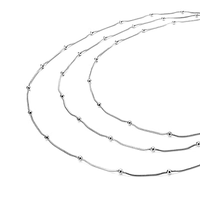 Three Layer Station Necklace (21-23 Inches) in Stainless Steel (29 g) , Tarnish-Free, Waterproof, Sweat Proof Jewelry