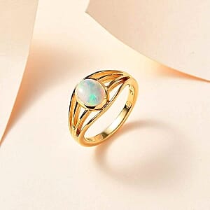 Ethiopian Welo Opal 0.77 ctw Ring in Vermeil Yellow Gold Over Sterling Silver (Size 10)