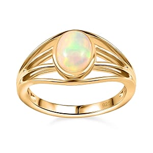 Ethiopian Welo Opal 0.77 ctw Ring in Vermeil Yellow Gold Over Sterling Silver (Size 10)