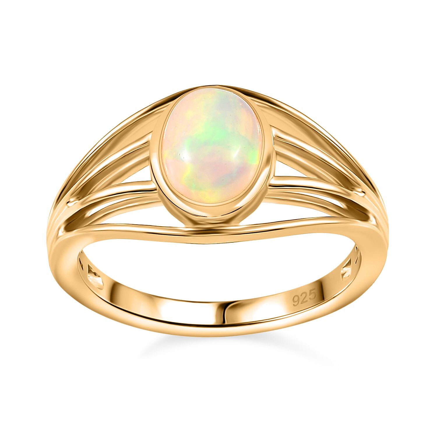 Ethiopian Welo Opal 0.80 ctw Ring in Vermeil YG Over Sterling Silver (Size 11.5)